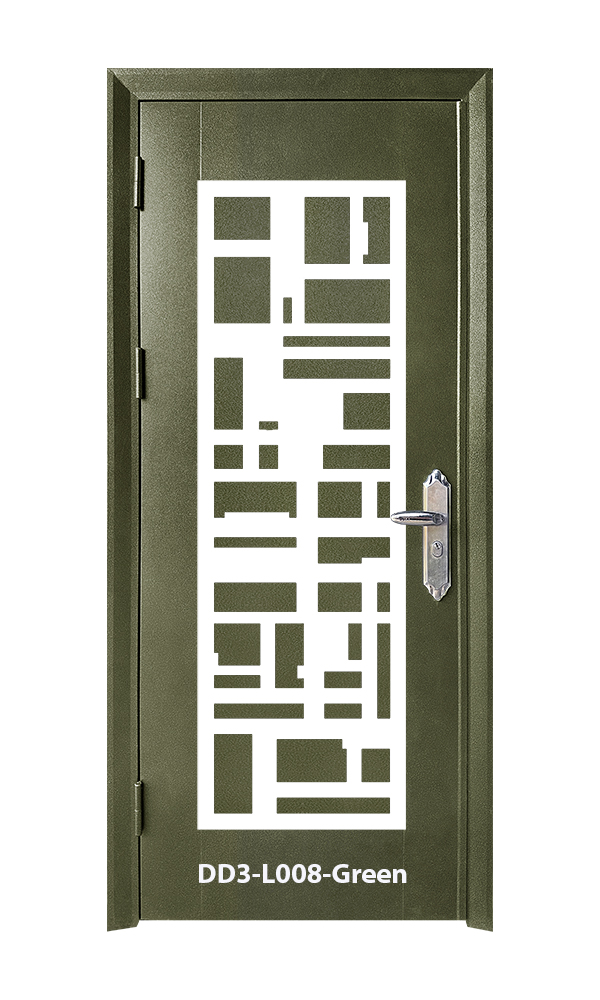 SECURITY DOOR IN DOOR 3'x7'<br> - Laser Cut Design -  DD3-L008-Green